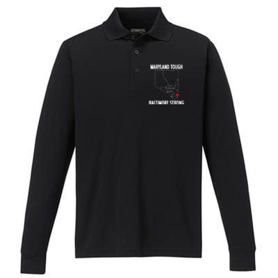 Baltimore Strong Pray For Baltimore Performance Long Sleeve Polo