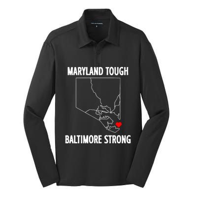 Baltimore Strong Pray For Baltimore Silk Touch Performance Long Sleeve Polo