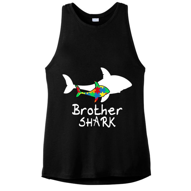 Brother Shark Puzzle Piece Cool Autism Awareness Gift Ladies PosiCharge Tri-Blend Wicking Tank