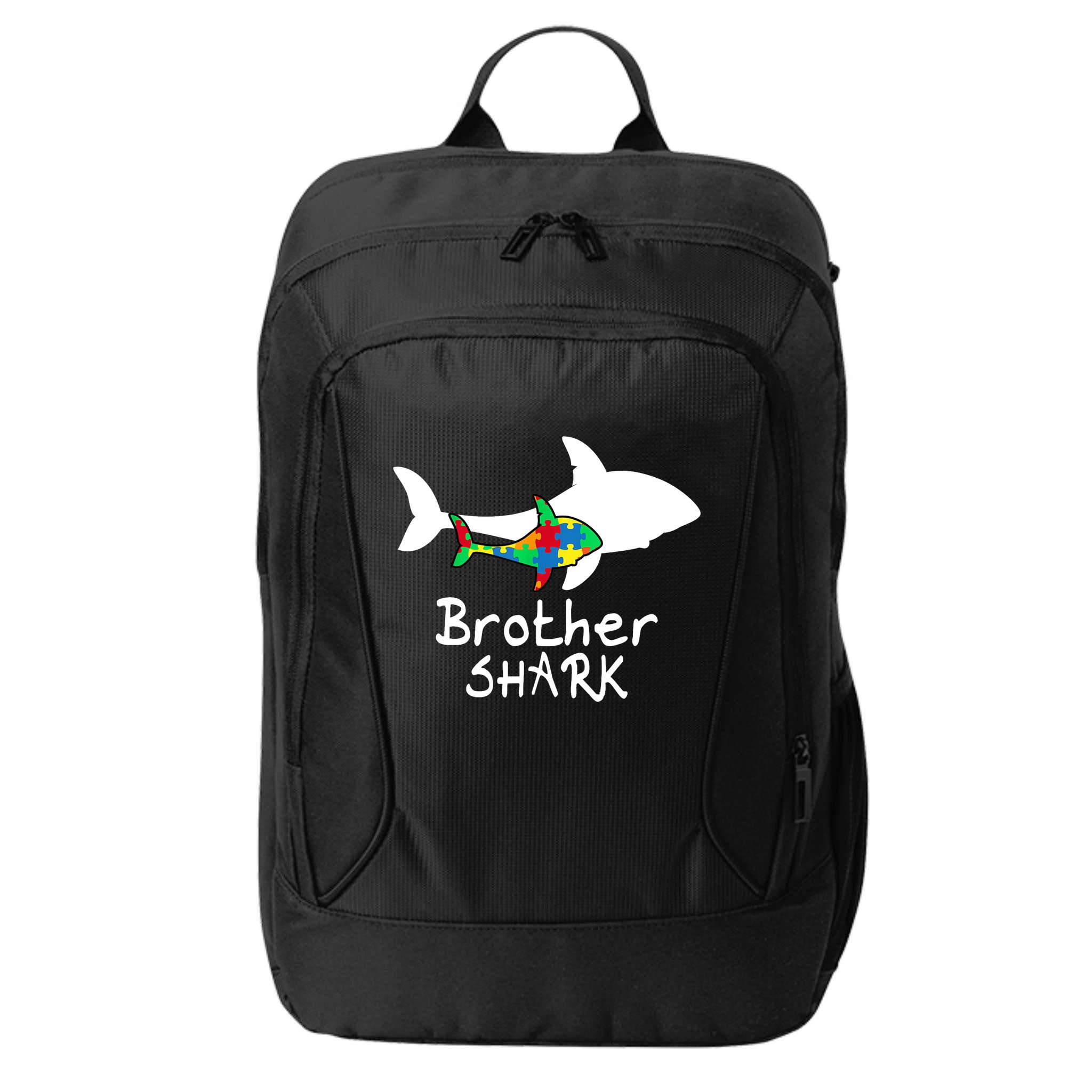 Brother Shark Puzzle Piece Cool Autism Awareness Gift City Backpack