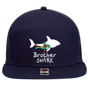 Brother Shark Puzzle Piece Cool Autism Awareness Gift 7 Panel Mesh Trucker Snapback Hat