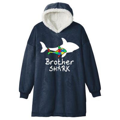 Brother Shark Puzzle Piece Cool Autism Awareness Gift Hooded Wearable Blanket