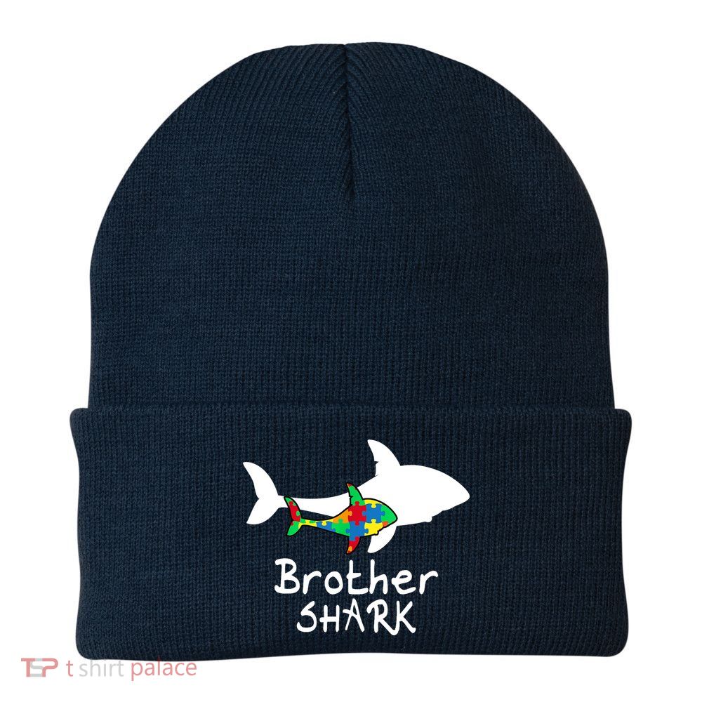 Brother Shark Puzzle Piece Cool Autism Awareness Gift Beanie