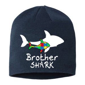 Brother Shark Puzzle Piece Cool Autism Awareness Gift Sustainable Beanie