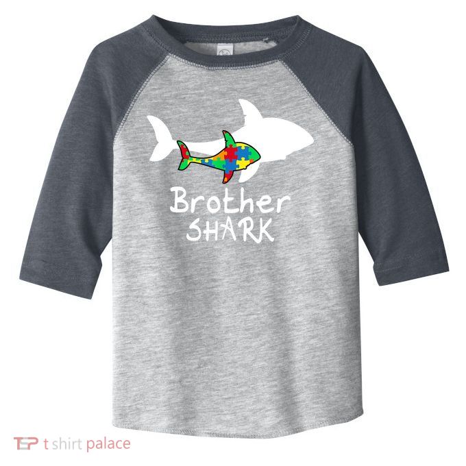 Brother Shark Puzzle Piece Cool Autism Awareness Gift Toddler Fine Jersey T-Shirt