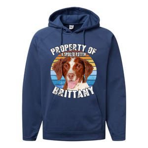 Brittany Spaniel Property Of Cute Dog Performance Fleece Hoodie