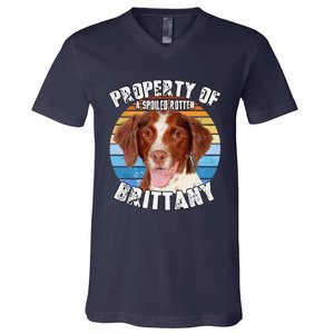 Brittany Spaniel Property Of Cute Dog V-Neck T-Shirt