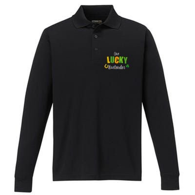 Bartender St Patricks' Day Cute Bartending Irish Pub Cool Gift Performance Long Sleeve Polo