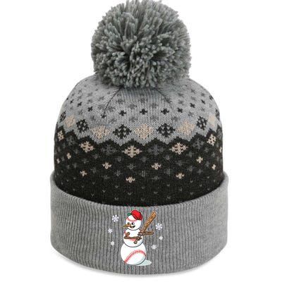 Baseball Snow Player Funny Christmas Batter Pitcher Funny Gift The Baniff Cuffed Pom Beanie