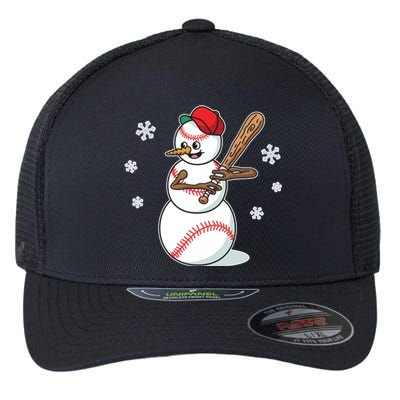 Baseball Snow Player Funny Christmas Batter Pitcher Funny Gift Flexfit Unipanel Trucker Cap