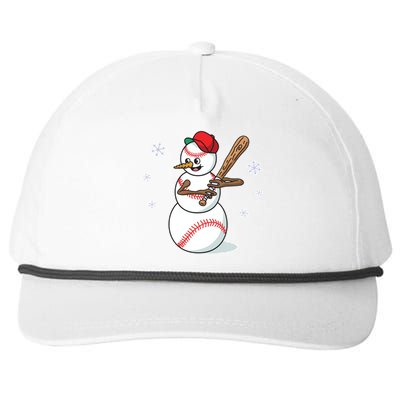 Baseball Snow Player Funny Christmas Batter Pitcher Funny Gift Snapback Five-Panel Rope Hat