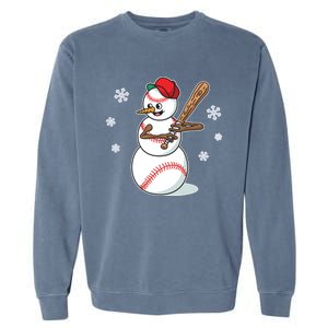 Baseball Snow Player Funny Christmas Batter Pitcher Funny Gift Garment-Dyed Sweatshirt