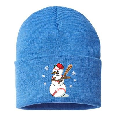 Baseball Snow Player Funny Christmas Batter Pitcher Funny Gift Sustainable Knit Beanie