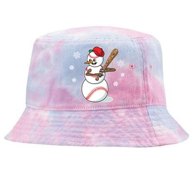 Baseball Snow Player Funny Christmas Batter Pitcher Funny Gift Tie-Dyed Bucket Hat