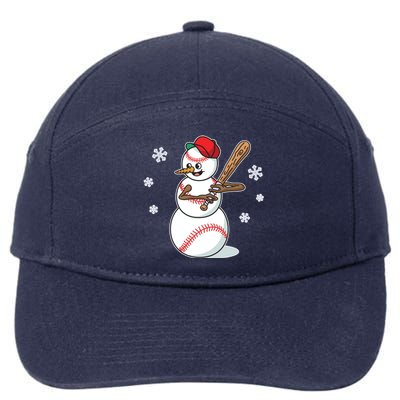 Baseball Snow Player Funny Christmas Batter Pitcher Funny Gift 7-Panel Snapback Hat