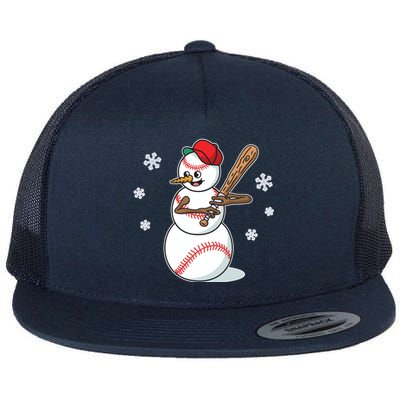 Baseball Snow Player Funny Christmas Batter Pitcher Funny Gift Flat Bill Trucker Hat