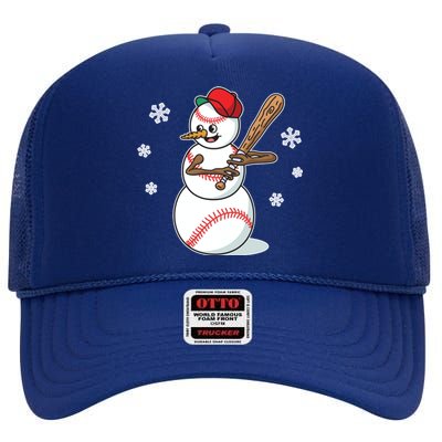 Baseball Snow Player Funny Christmas Batter Pitcher Funny Gift High Crown Mesh Back Trucker Hat