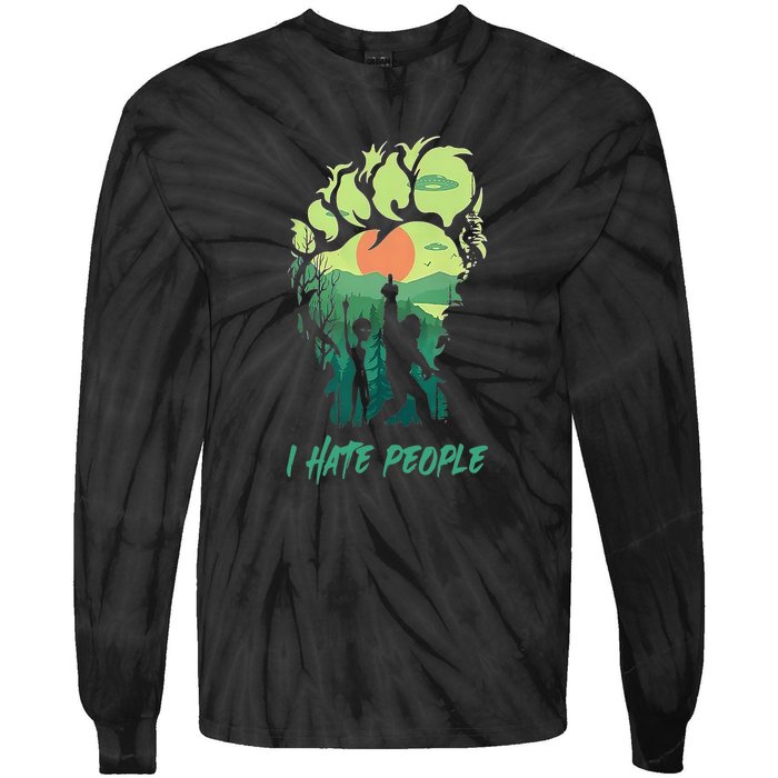 Bigfoot St. Patrick's Day I Hate People Saint Paddys Irish Tie-Dye Long Sleeve Shirt