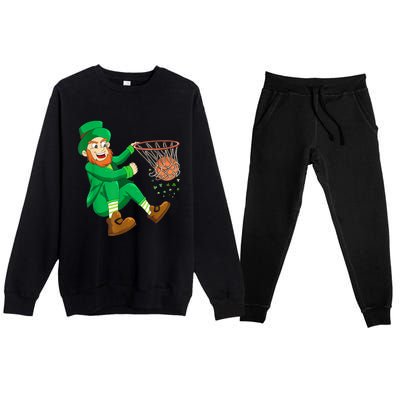 Basketball St Patricks Day Leprechaun Boys K.i.d.s M.e.n Premium Crewneck Sweatsuit Set