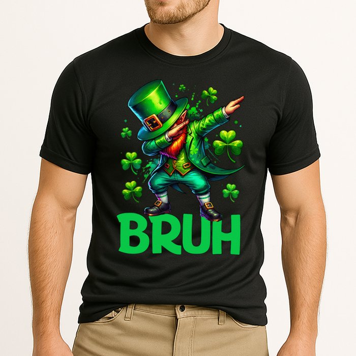 Bruh St Patricks Day Dabbing Leprechaun Bruh Gift Cooling Performance Crew T-Shirt