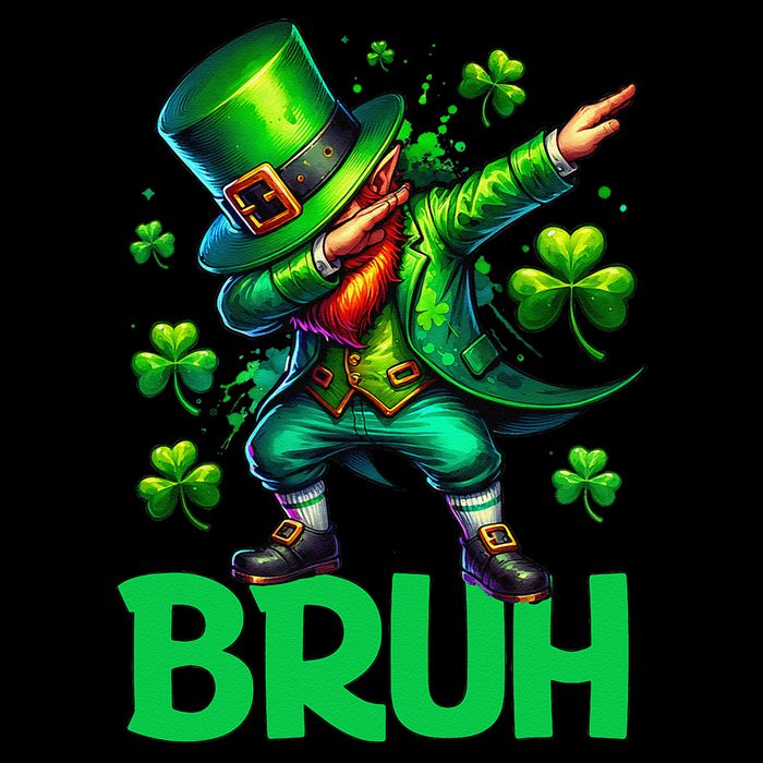 Bruh St Patricks Day Dabbing Leprechaun Bruh Gift Long Sleeve Shirt