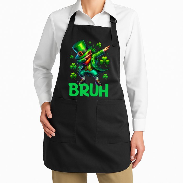 Bruh St Patricks Day Dabbing Leprechaun Bruh Gift Apron