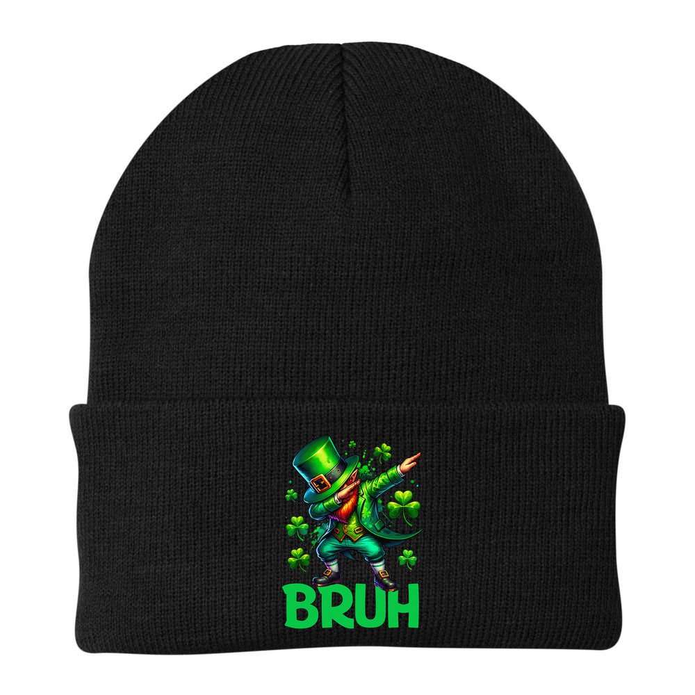 Bruh St Patricks Day Dabbing Leprechaun Bruh Gift Beanie