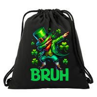 Bruh St Patricks Day Dabbing Leprechaun Bruh Gift Drawstring Bag