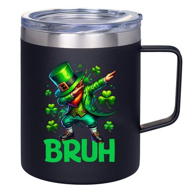 Bruh St Patricks Day Dabbing Leprechaun Bruh Gift 12oz Stainless Steel Coffee Mug