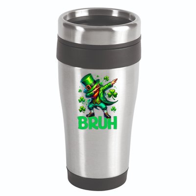 Bruh St Patricks Day Dabbing Leprechaun Bruh Gift 16oz Travel Tumbler