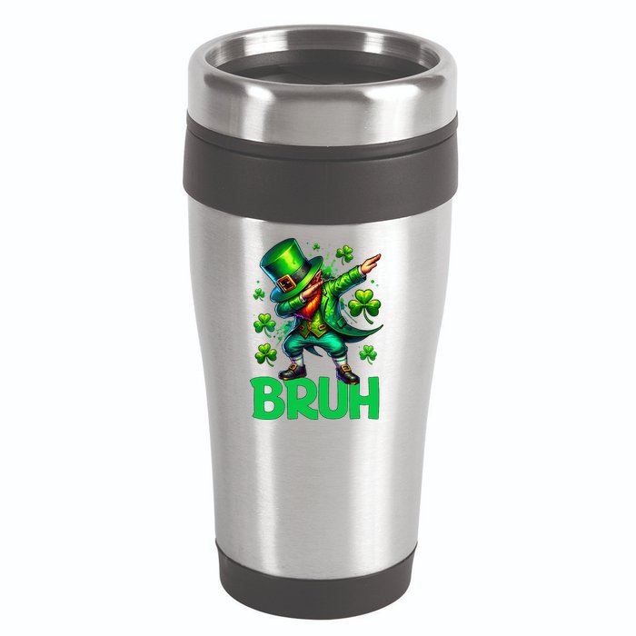 Bruh St Patricks Day Dabbing Leprechaun Bruh Gift 16oz Travel Tumbler