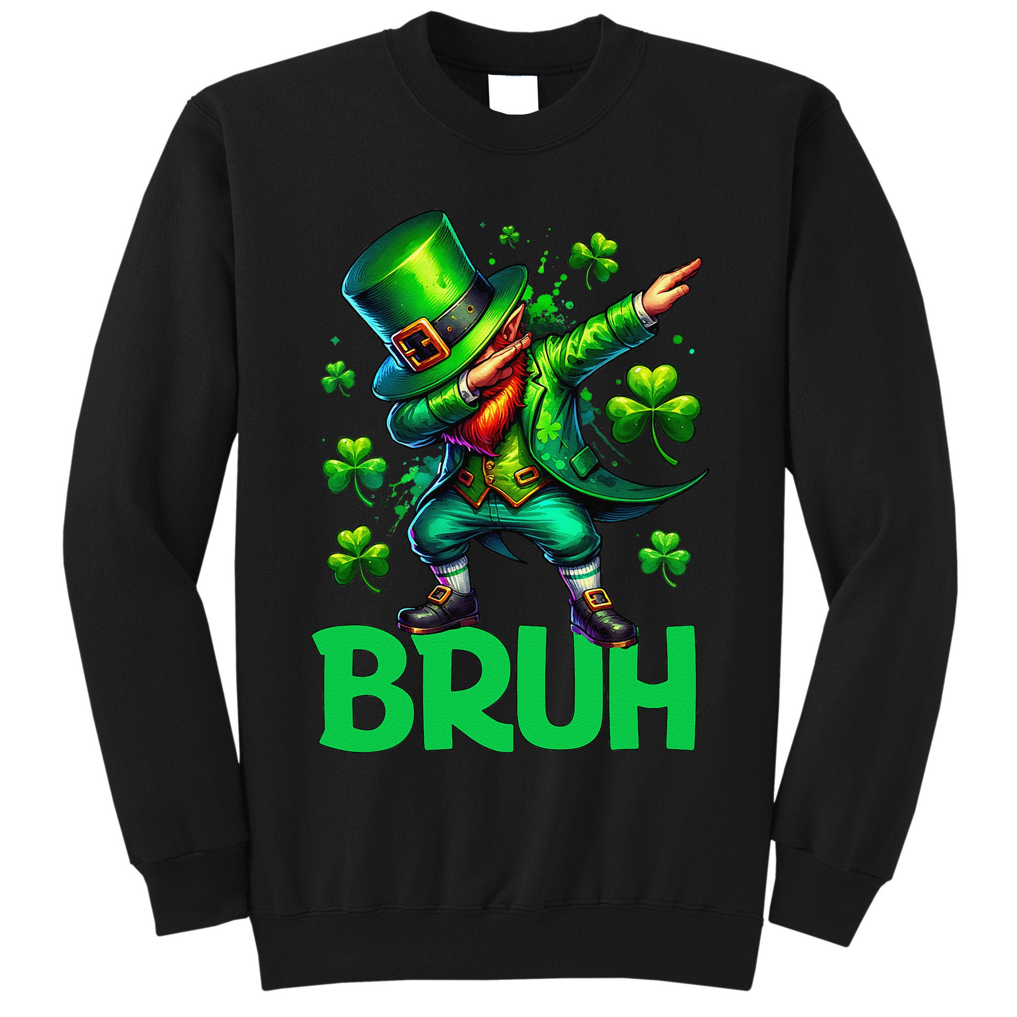 Bruh St Patricks Day Dabbing Leprechaun Bruh Gift Tall Sweatshirt