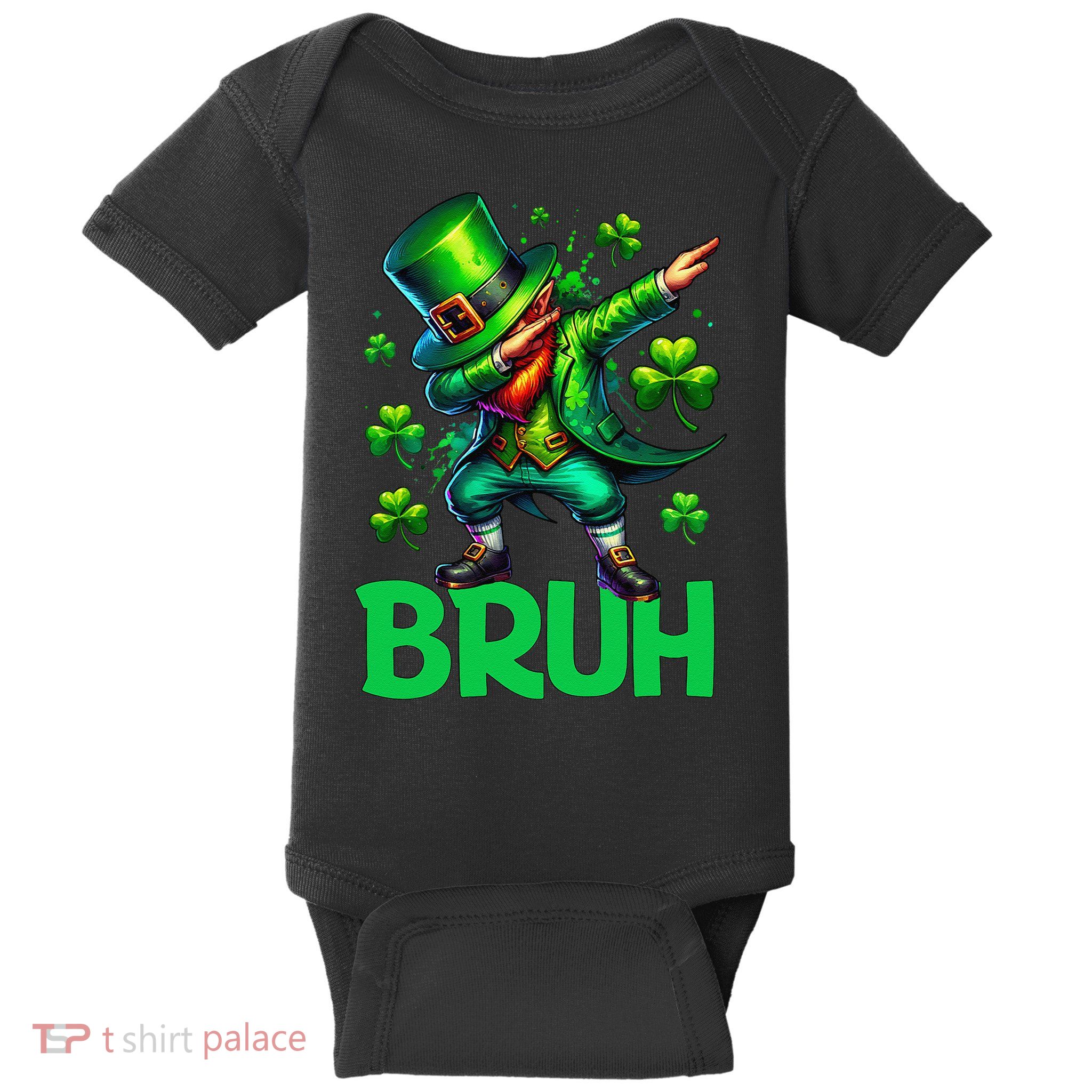 Bruh St Patricks Day Dabbing Leprechaun Bruh Gift Baby Bodysuit