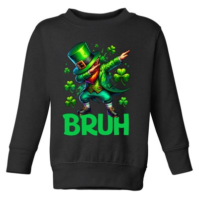 Bruh St Patricks Day Dabbing Leprechaun Bruh Gift Toddler Sweatshirt