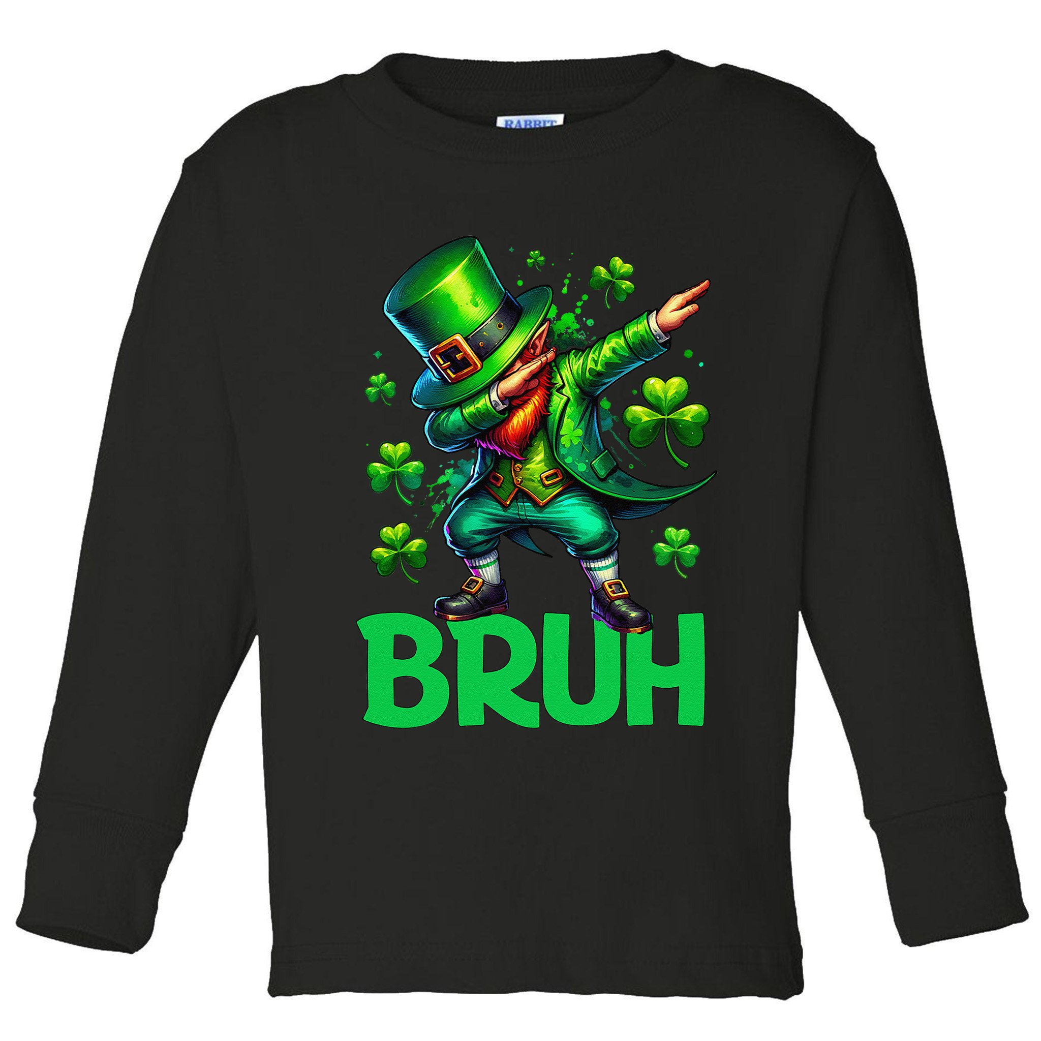 Bruh St Patricks Day Dabbing Leprechaun Bruh Gift Toddler Long Sleeve Shirt