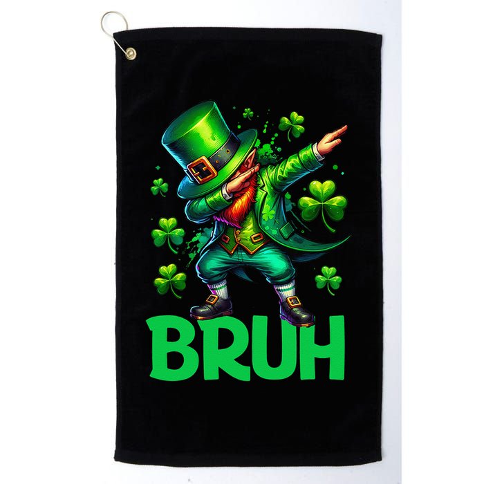 Bruh St Patricks Day Dabbing Leprechaun Bruh Gift Golf Towel