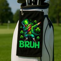Bruh St Patricks Day Dabbing Leprechaun Bruh Gift Golf Towel