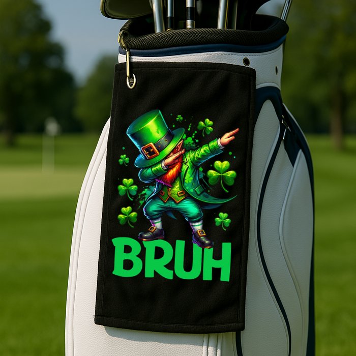 Bruh St Patricks Day Dabbing Leprechaun Bruh Gift Golf Towel