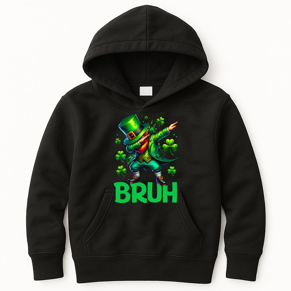Bruh St Patricks Day Dabbing Leprechaun Bruh Gift Kids Hoodie