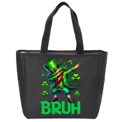 Bruh St Patricks Day Dabbing Leprechaun Bruh Gift Zip Tote Bag