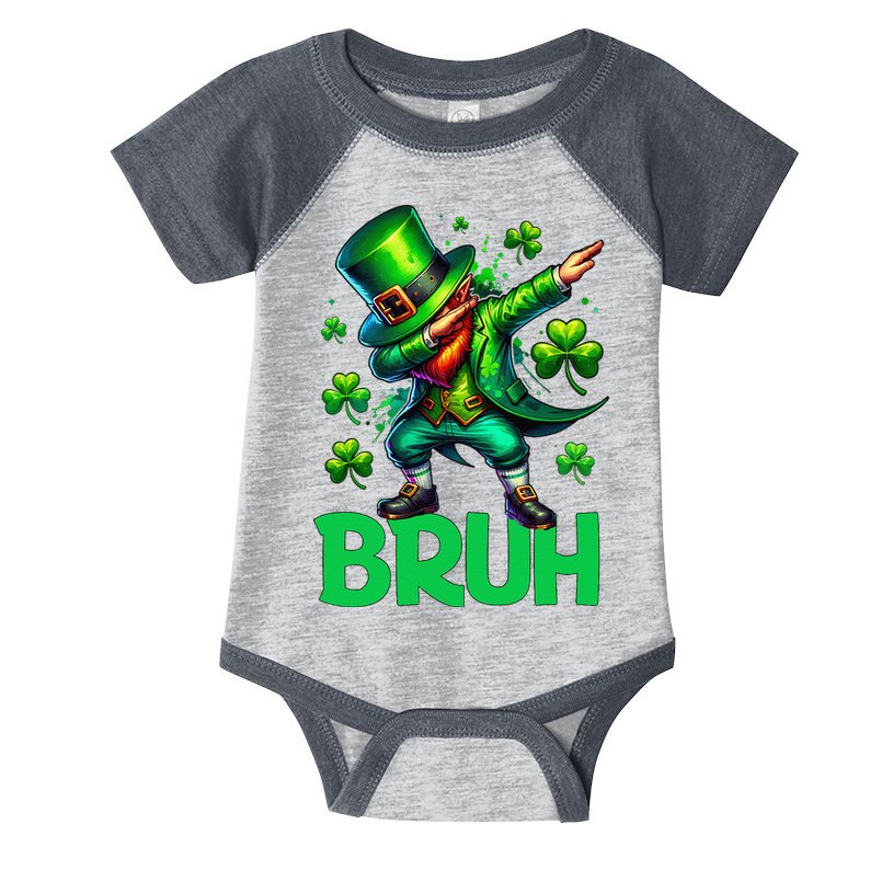 Bruh St Patricks Day Dabbing Leprechaun Bruh Gift Infant Baby Jersey Bodysuit