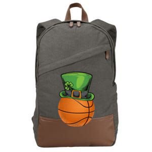 Basketball St Patricks Day Ball Leprechaun Hat Gift Cotton Canvas Backpack