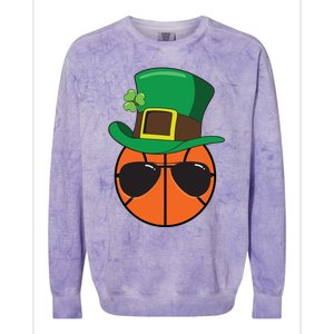 Basketball St Patricks Day Ball Luck Leprechaun Hat Gift Colorblast Crewneck Sweatshirt