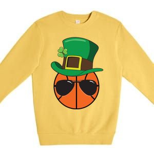 Basketball St Patricks Day Ball Luck Leprechaun Hat Gift Premium Crewneck Sweatshirt