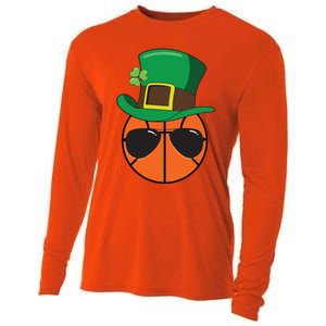 Basketball St Patricks Day Ball Luck Leprechaun Hat Gift Cooling Performance Long Sleeve Crew