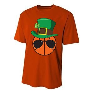 Basketball St Patricks Day Ball Luck Leprechaun Hat Gift Performance Sprint T-Shirt