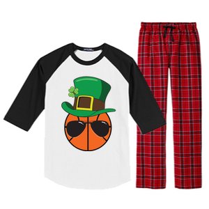 Basketball St Patricks Day Ball Luck Leprechaun Hat Gift Raglan Sleeve Pajama Set