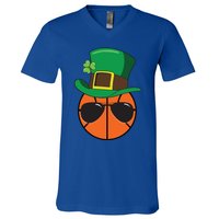 Basketball St Patricks Day Ball Luck Leprechaun Hat Gift V-Neck T-Shirt