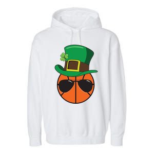 Basketball St Patricks Day Ball Luck Leprechaun Hat Gift Garment-Dyed Fleece Hoodie