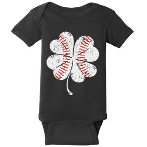 Baseball St Patties Shamrock St Patricks Day Baby Bodysuit